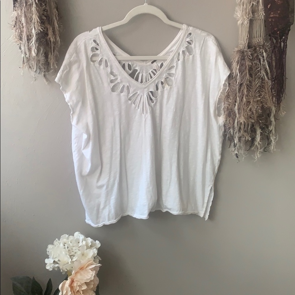 FP white cutout tee with slit sides